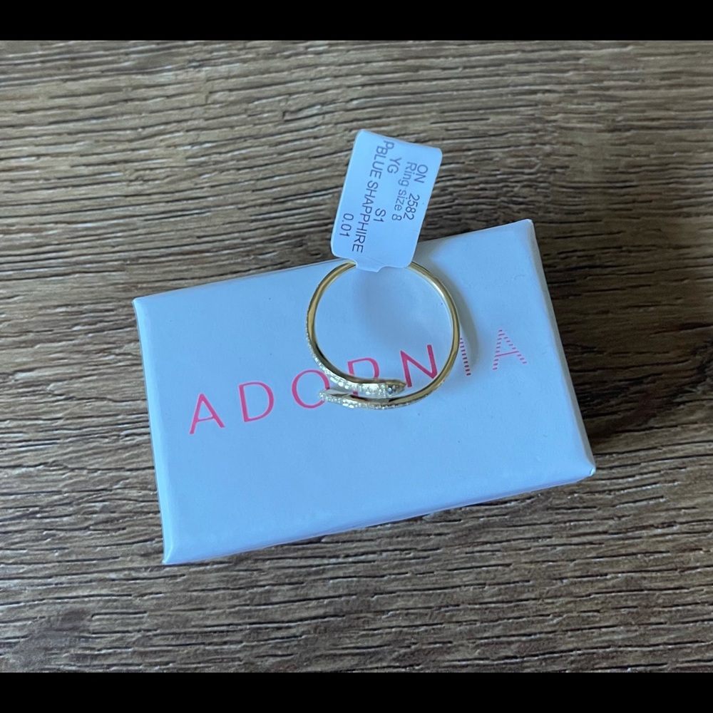 ADORNIA-NWT 14K Gold, Diamond, Sapphire Snake RING - Picture 11 of 14